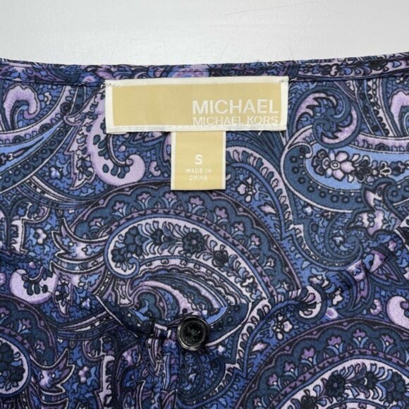 MICHAEL Michael Kors Paisley Tie Front Blouse Sz Small Wide Sleeves - Picture 5 of 6